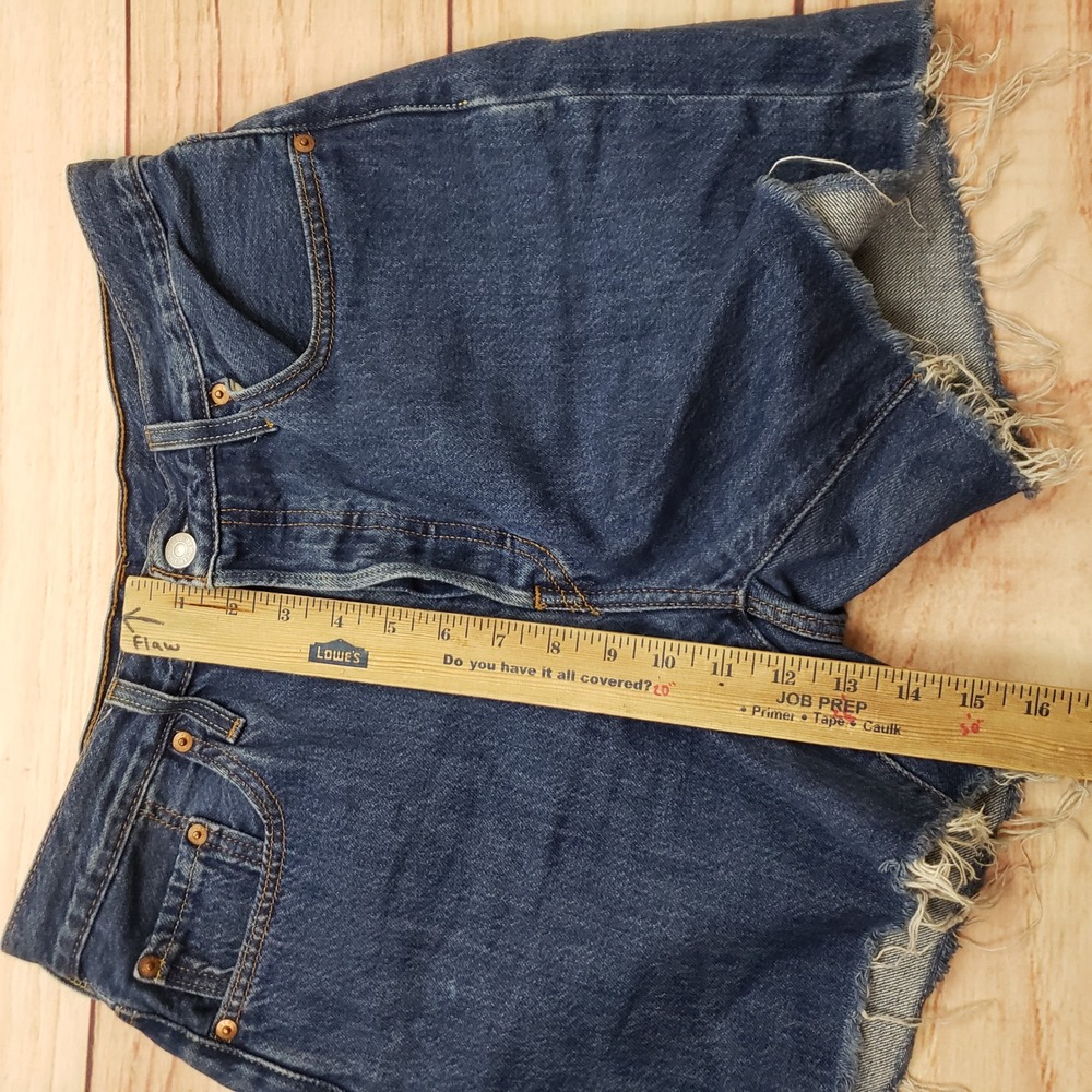 Levis 501 Shorts Womens 29 Blue High Rise Button Fly Denim Cut Off Medium Wash - Picture 3 of 10